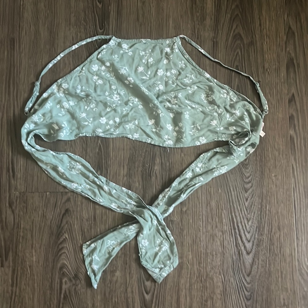 Blue Tie-Back Crop Top